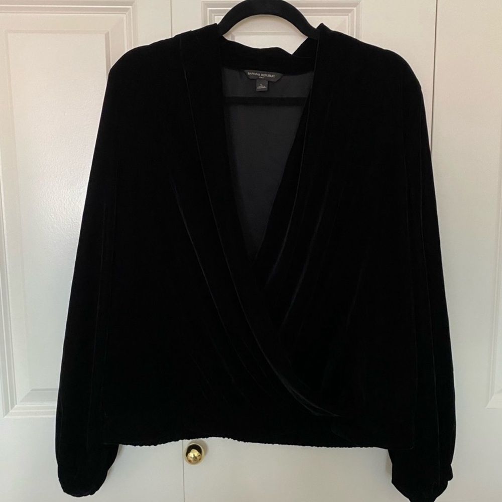 Banana Republic Black Velvet V Neck Sweater